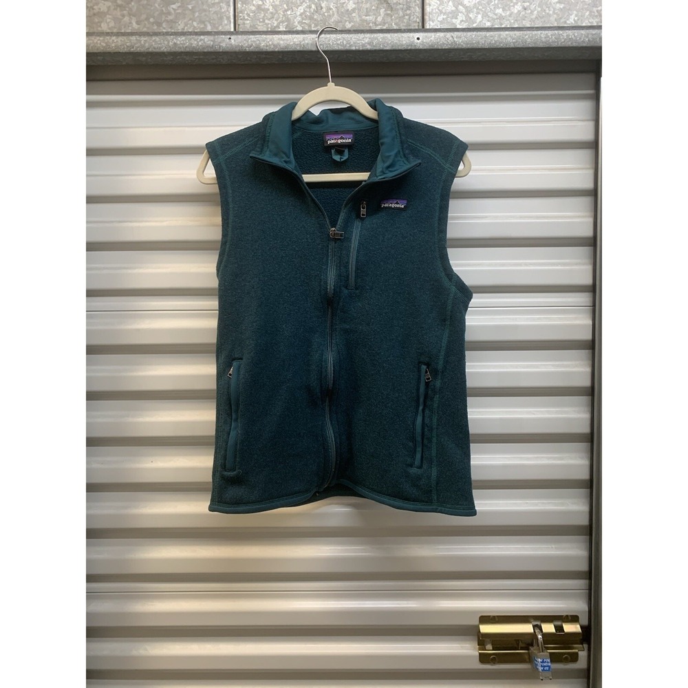 Patagonia Mens Better Sweater Vest Green Full Zip Outdoor Fleece Pockets Medium